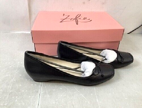New Womens 10B ZOFIE GRACA Black ALL LEATHER BALLET FLAT Shoes Slip on w/ BOW - Picture 3 of 8