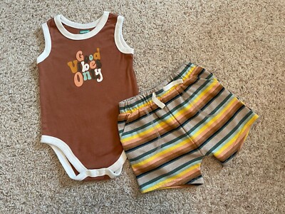 Boys Size 24 Months Short Set Says Good Vibes Only