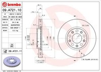 2X Brembo 09.A721.11 Bremsscheibe FüR Alfa Romeo Passend FüR Fiat Jeep