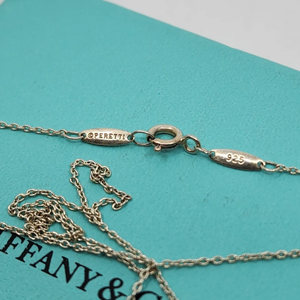 Tiffany & Co Elsa Peretti Cross Pendant Necklace Sterling Silver & Diamond 27" - Image 3 of 4