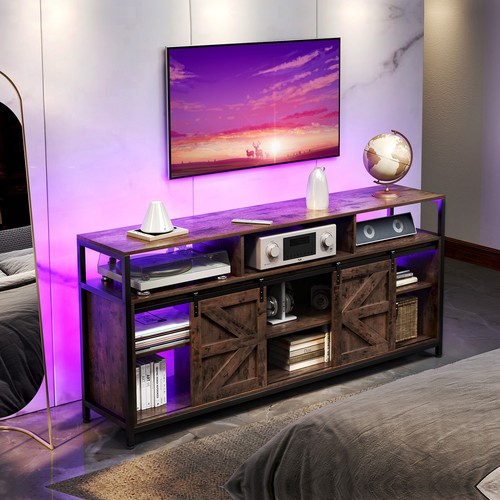 TC-HOMENY RGB LED TV Stand with Power Station 3 Colors TV Entertainment Center - Picture 19 of 24