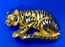 Tiger Lion Figural Cutout Safari Animal Gold Tone Belt Buckle- Missing Stones 