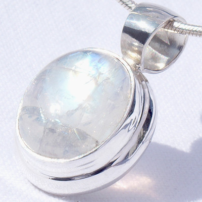 Mondstein SILBER 925 20mm Anhänger f. Ketten moonstone silver 925 #VIDEO M5#