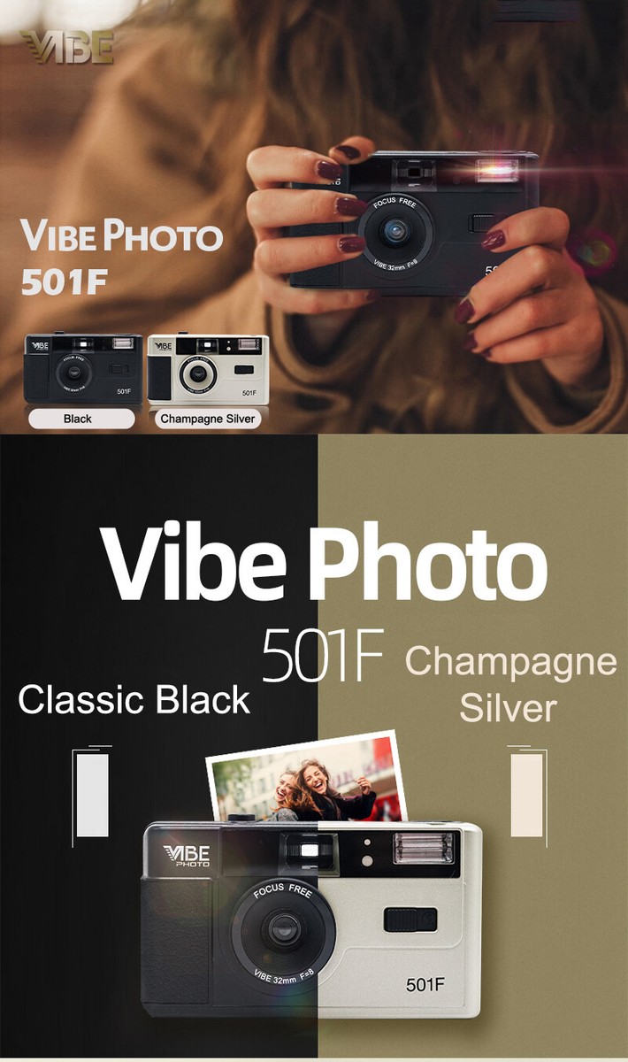 NEW - Vibe Photo 501F Vintage 35mm Reusable Film Camera