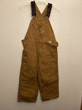 Carhartt Brown Distressed Paint Bib Overalls size 30W/20L