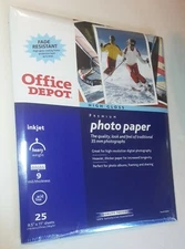 Office Depot High Gloss Premium Photo Paper 8.5x11- 25 Sheets 9 Mil Acid Free