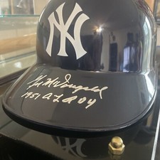 New York Yankees Gil McDougald Helmet Signed And Authenticated with Display
