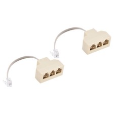 2pcs Phone Jack Splitter 6P4C Male to 3 Female Way Socket Adapter