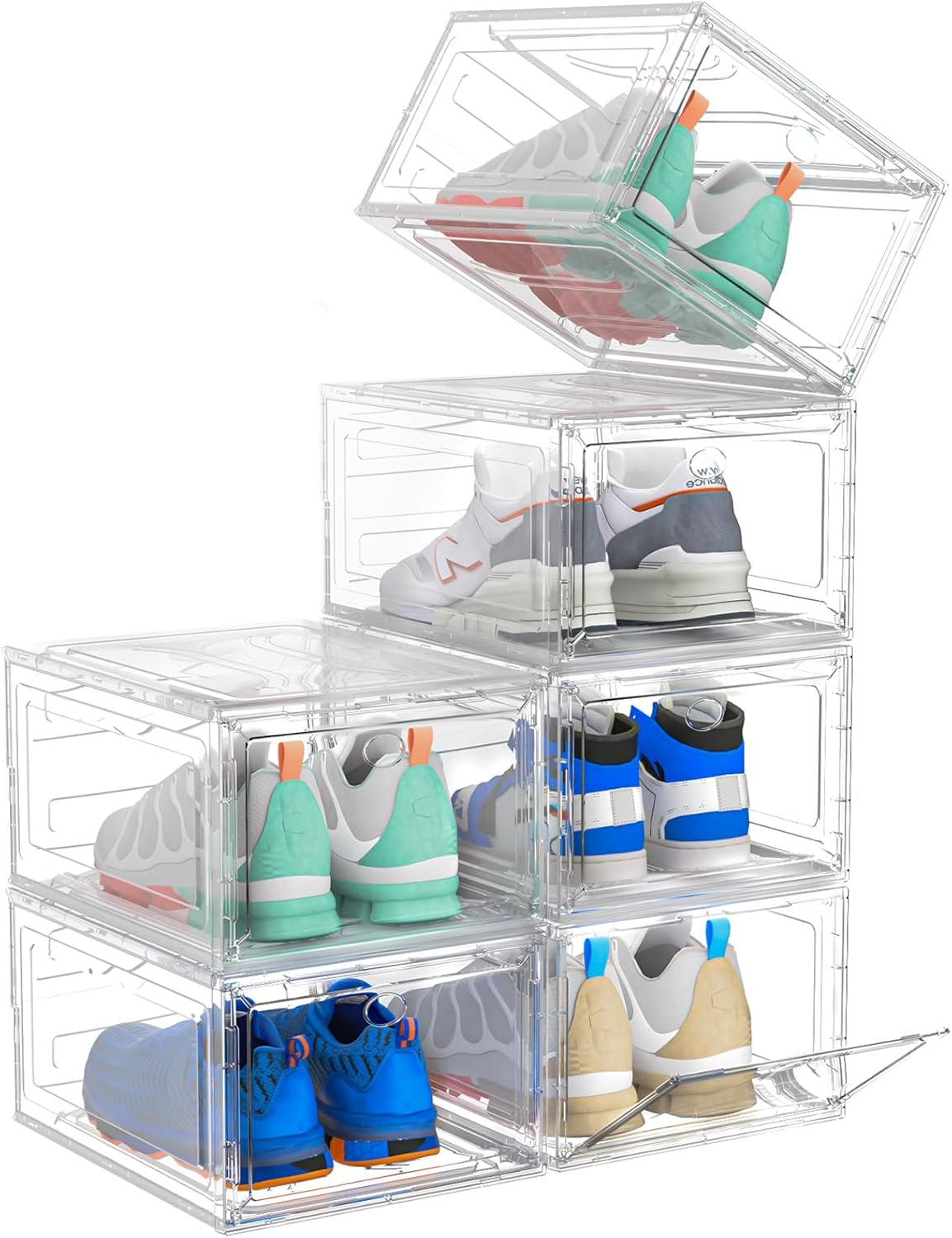 Upgrade Harder Solid Plastic Shoe Organizer with Magnetic Front for Better Storage-image