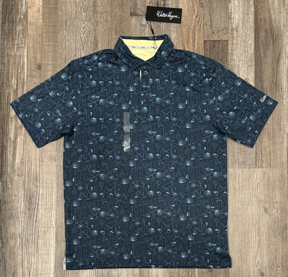 Polo de golf Walter Hagan para hombre S P11 denso desierto azul marino precio de venta sugerido por el fabricante 30 USD Foto 2 de 3