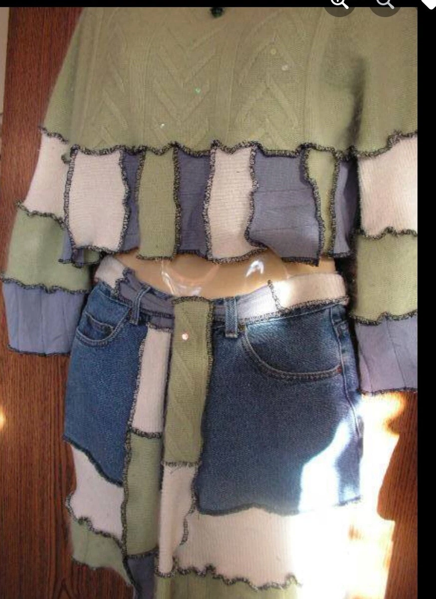 Upcycled Women s 2 Piece Sweater and Skirt by Lazy Frog Designs eBay