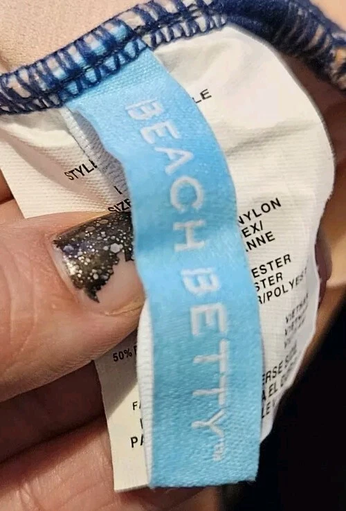 Beach Betty By Miracle Brands One Piece Bathing Suit Navy Floral Women's Size... - Image 3 of 3