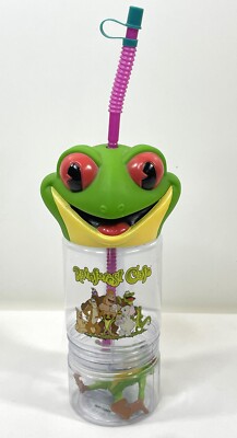 Rainforest Cafe Tree Frog 3D Head Travel Cup Water Bottle Souvenir Drink Tumbler