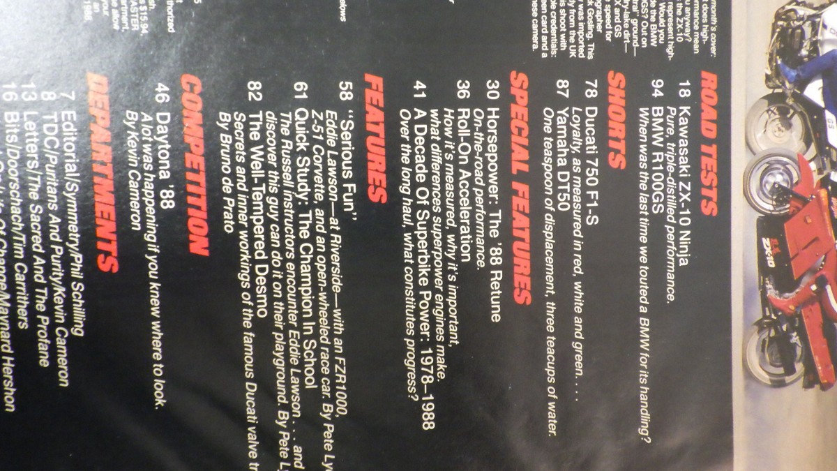 Vtg 1988 CYCLE Motorcycle Magazine *See Pics for Contents