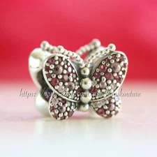 Authentic Pandora Sterling Silver Dazzling Pink Butterfly  Charm 797882NCCMX