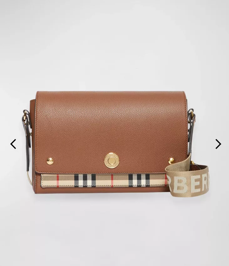 Burberry Note Vintage Check Medium Leather Shoulder Bag Tan - Mint Burberry Note Vintage Check Medium Leather Shoulder Bag Tan - Mint