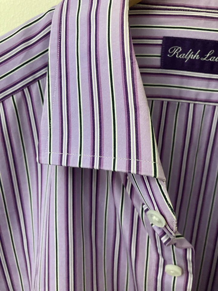 Camisa de vestir Ralph Lauren etiqueta púrpura púrpura puños franceses 44/17,5 en muy buen estado Foto 4 de 4