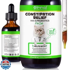 Cat Constipation Relief 2 fl oz, 100% Natural Cat Laxative with 6 Probiotics 