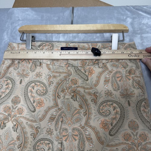 Tommy Hilfiger Pants Womens 4 Beige Orange Paisley Print Stretch Slim Casual - Picture 7 of 10