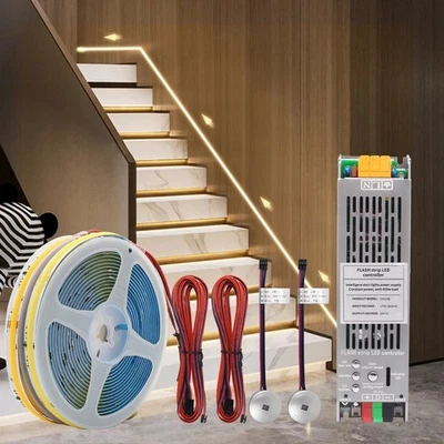 5M 10M 15M Sensor Motion Stairs LED Strip Light Kit 24V COB Water Flow Staircase