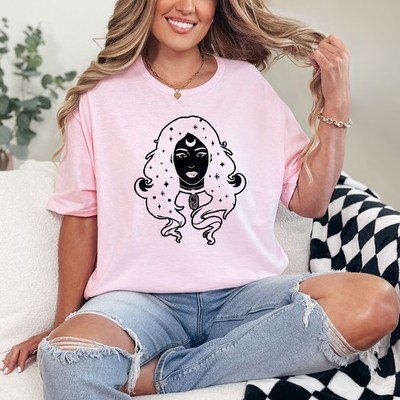 Mond Hexe Himmlisch Damen Ring-Spun T-Shirt Mond Magie Geschenk für Sie