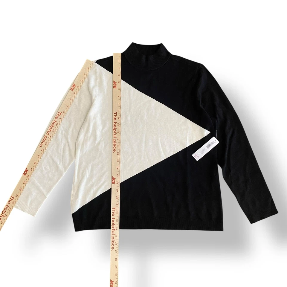 Pullover Chico’s BNWT Colorblock cuello alto en negro crudo para mujer talla 2 Foto 4 de 4