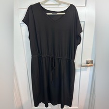32 Degrees Cool Black Short Sleeve Drawstring Waist Dress XXL