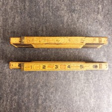 Vintage Evans X40 & Lufkin X46 72" Folding Rules w/ Metal Slide Extension