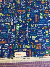 Happy Camper Camping Words By Kanvas Cotton Quilt Craft Fabric By The Half Yard