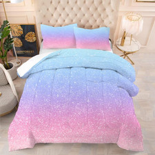 Pink Galaxy Comforter Set Twin Soft Duvet Quilt Bedding for Girls Kids  Smooth