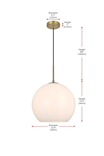 Living District Baxter 1-Light Metal Pendant in Brass and White Finish - Picture 2 of 7