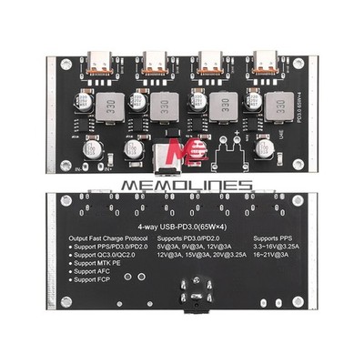 4-way PD65W Fast Charging Module Type-C USB Support PD3.0/2.0 QC3.0/2.0 FCP   *r