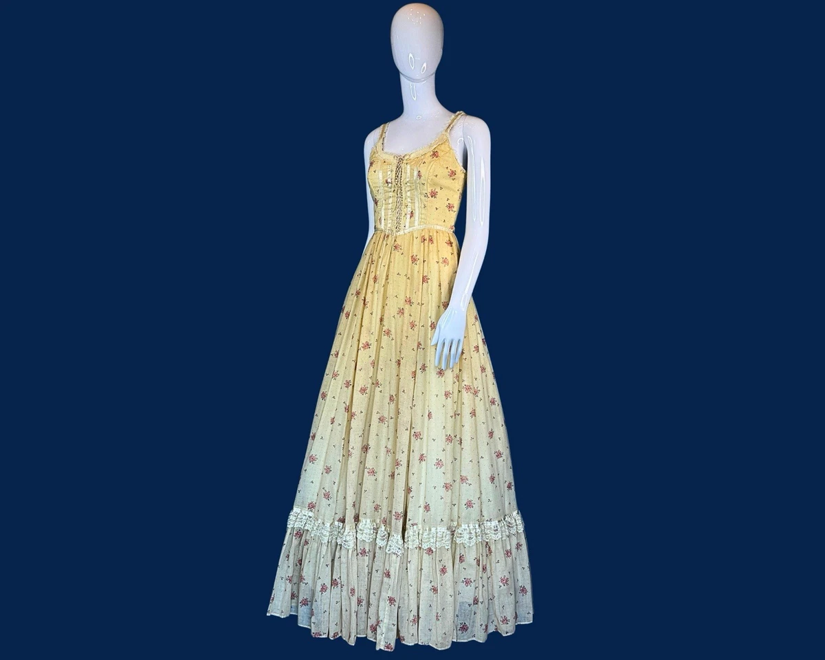 white christmas dresses Gunne Sax 1970s Blue Velvet & Cream Cotton Corset Maxi Dress – Featherstone  Vintage