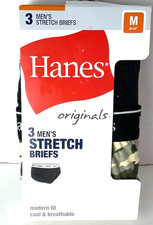 Hanes 3 Pairs Stretch Briefs Originals Solid/Print M 32''-34'' Brand New