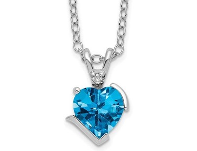 1,72 Karat (ctw) Blautopas Herz Anhänger Halskette in Sterlingsilber mit Kette