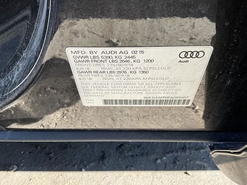 Passenger Sun Visor VIN Fp 7th And 8th Digit Fits 15-17 AUDI Q5 740017 - Picture 8 of 14