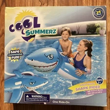 2015 Bestway 6ft Inflatable Shark Ride-On Pool Water Toy Floatie HUGE 72"x40"