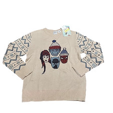 Kids Disney 100 Boys Girls Pullover Holiday Marvel Sweater Medium Size Beige