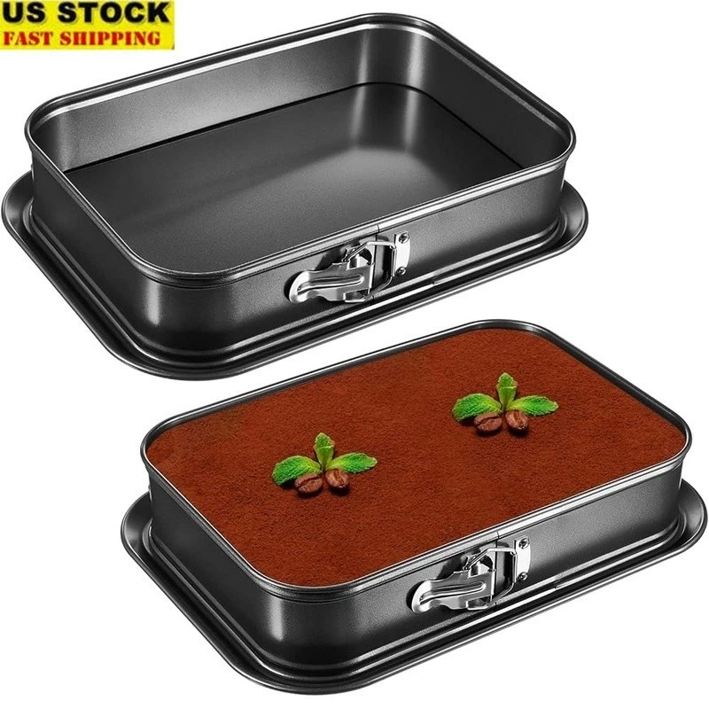 Non-Stick Rectangular Springform Pans Cheesecake Pizza Baking Set of 2 New