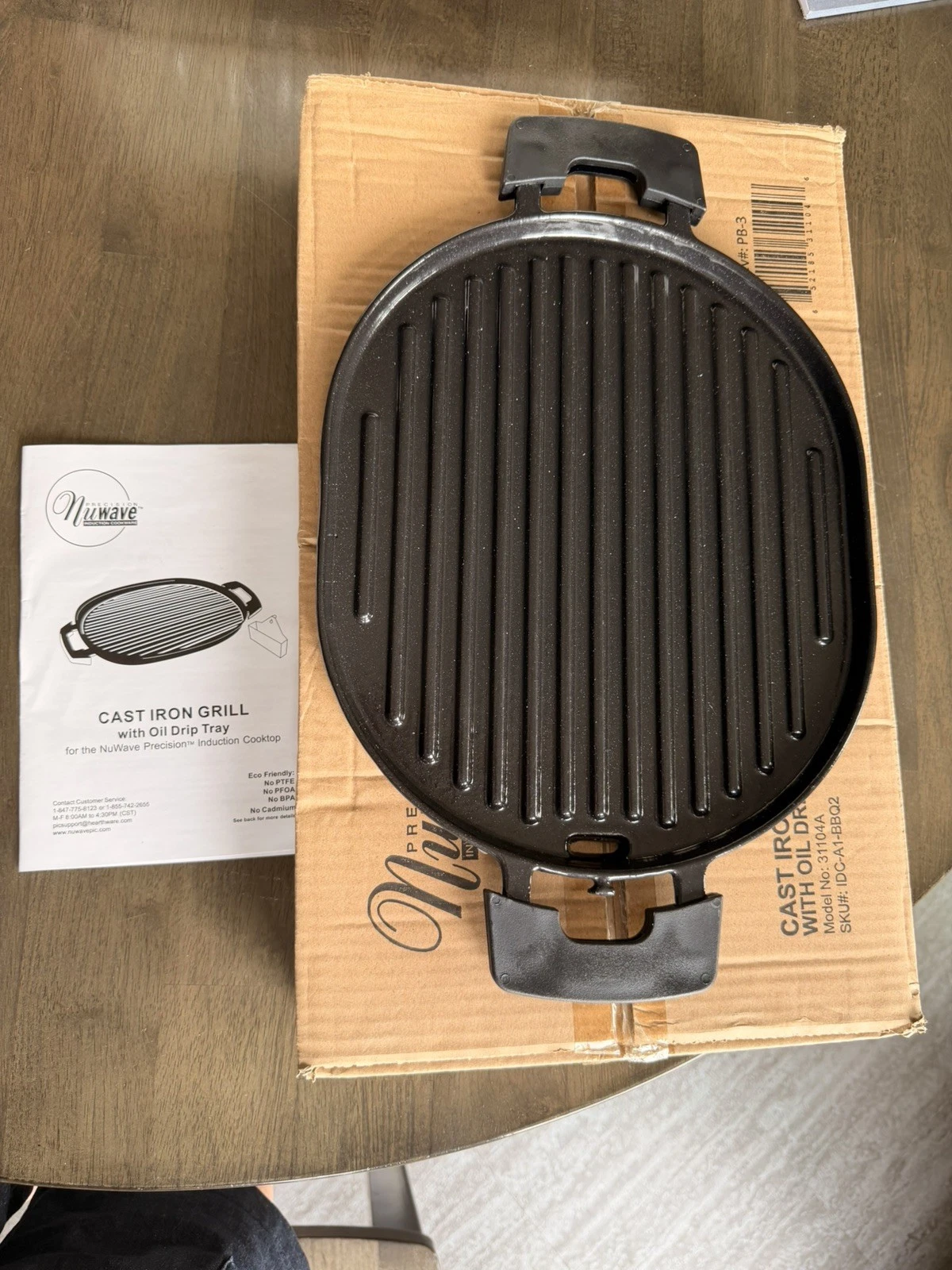 NUWAVE P1 Cast Iron Grill with Enameled Non-Stick Coating Pan 31104A