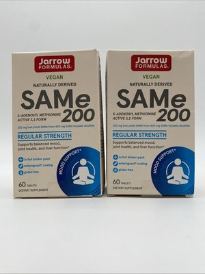 Jarrow Formulas SAMe 200mg Vegan  120 Tablets 60 Count X2  Exp 3/2027