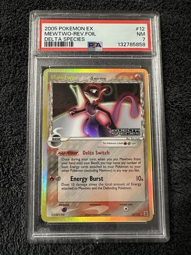 2005 POKEMON EX DELTA SPECIES #12 MEWTWO - REVERSE HOLO PSA 7