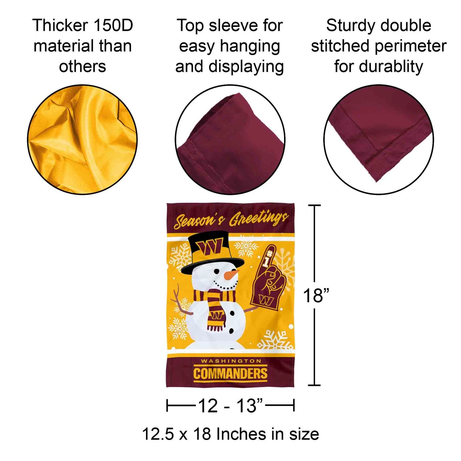 Washington Commanders Holiday Winter Snow  Garden Yard Banner Flag