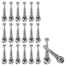 20Pcs 1.3" Bolo Tie Tips 4mm Dia, Dark Silver