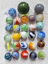 Lot Of 28 Vintage Marbles Akro,swirls,vitro,peltier