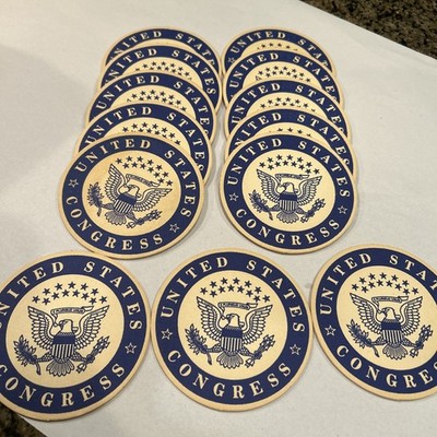 United States Congress Official Seal Set/13 Bar Drink Coasters 4  Diameter