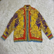 Camicia Versace stampa barocco manica lunga multicolore in seta dal Giappone ...