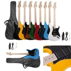 Glarry GST Stylish Electric Guitar Kit with Pickguard W/Package Case Strap Bag