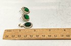Sterling Silver 925 Green Oval Faceted Stone Halo Pendant & Earrings Set 6.9g — photo 6