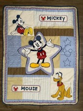 Mickey Mouse and Pluto Boys Crib Comforter Quilt Blanket Stars Blue 33x42